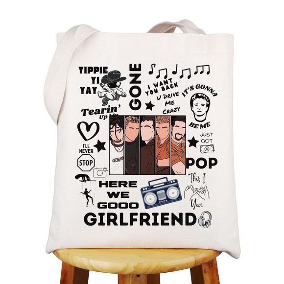Band Canvas Tote Bag Singer Fans Gift I Want You Back Song Shoulder Bag Band :P - Picture 1 of 6
